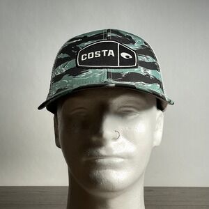 COSTA Surf Wear Tiger‎ Stripe Snapback Trucker Hat Mesh Teal Black Camo Logo Cap